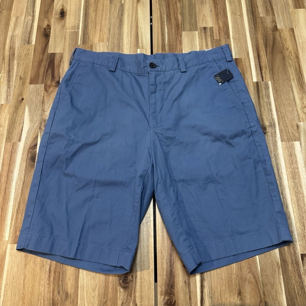 Brooks Brothers 346 Shorts Mens 34 Blue Chino Cotton 12" Inseam Preppy NWT